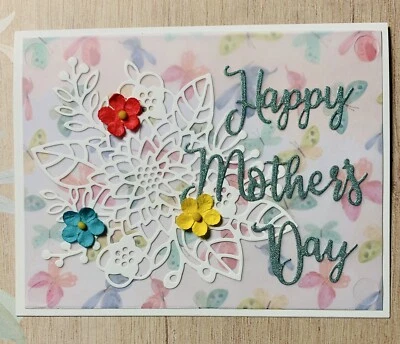 Handmade Happy Mother’s Day Card Greeting Butterfly Floral Unique Mom Gift A2 - Image 1 of 4