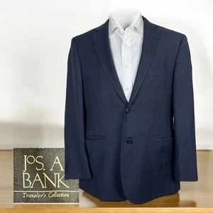 Jos A Bank Sport Coat Mens 42R Navy Blue Check - Picture 1 of 9
