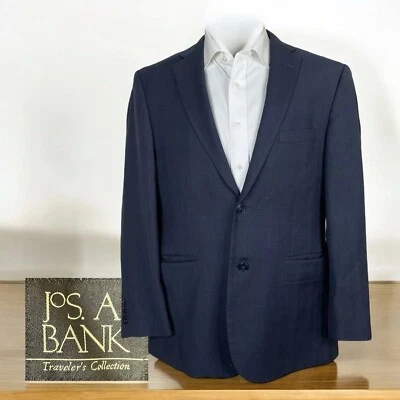 Jos A Bank Sport Coat Mens 42R Navy Blue Check - Image 1 of 4