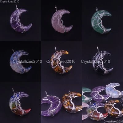 Perline con pendente curativo per albero della vita in filo fatto a mano in... - Immagine 1 di 4