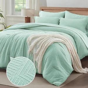 7 Pieces King Size Comforter & Sheet Set Aqua Blue Bed in a Bag Boho All Season - Picture 1 of 14