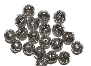 10mm Knot Antiqued Silvertone Metalized Metallic Beads - Picture 1 of 3