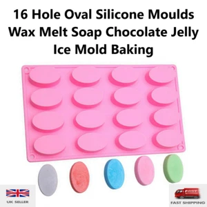 16 Hole Oval Silicone Moulds Wax Melt Soap Chocolate Jelly Ice Mold Making - Picture 1 of 7