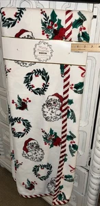 NWT Merry Christmas Velvety Throw Blanket with Classic Santa Faces & Holly Berry - Picture 1 of 9