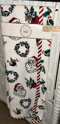 NWT Merry Christmas Velvety Throw Blanket with Classic Santa Faces & Holly Berry - Image 1 of 4