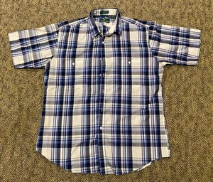 Vintage Steeplechase Kurzarm Herren Karohemd 80er Jahre? L Large Polyester Blau - Bild 1 von 7