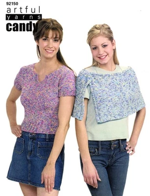 Artful Yarns Candy Knitting Pattern 92150 Slit Neck Pullover / Poncho - Image 1 of 2
