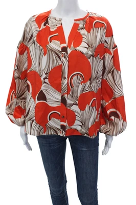 Blusa naranja manga campesina abotonada Crosby by Mollie Burch para mujer talla M Foto 1 de 4