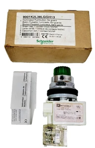 NEW Schneider Electric 9001K2L38LGGH13 Illuminated Push Button Green Lens - Picture 1 of 5
