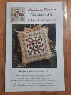 Little House Needleworks Grandma's Quilt Farmhouse Christmas Cross Stitch Patter - Image 1 of 2