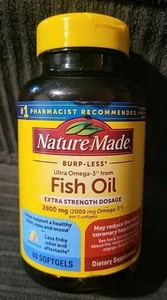 Nature Made Burp-Less Fish Oil Extra Strength Dosage 2800mg (60 Gels) ~EXP: 7/26 - Picture 1 of 3