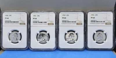 1950 to 1953 Washington Quarter Proof Set NGC PF 64 (4 Coins) - Image 1 of 4