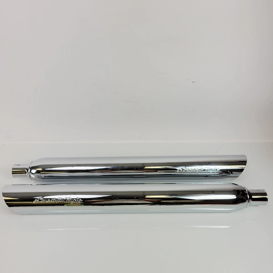 oem Harley Davidson Softail Springer Classic Chrome Slash Down Slip On Mufflers - Image 1 of 4