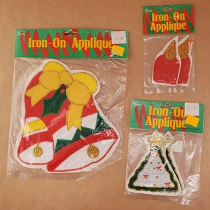 Lot of Vintage Iron-On Christmas Appliqués - 3 Sets, NEW - Picture 1 of 11