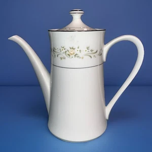 Vintage White Sango Pocelain China Tea Coffee Pot w/Lid Pristine Debutante #3688 - Picture 1 of 9