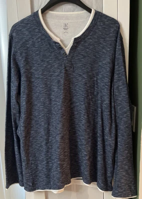 I.N.C.International Concepts Men’s Size L Blue Long-Sleeve Split-Neck T-Shirt - Image 1 of 4