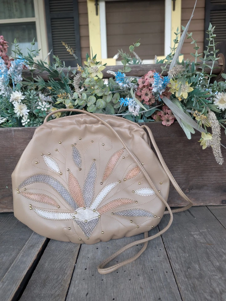 Cartera de hombro vintage bordada gris Cestino años 80 Foto 1 de 4