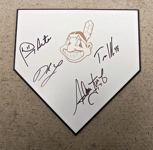 CLEVELAND INDIANS TEAM SIGNED AUTOGRAPHED BASEBALL HOME PLATE COA PROOF - Picture 1 of 1