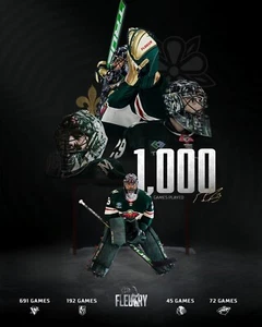 Foto de hockey Marc-Andre Fleury 1000 juegos profesionales Minnesota Wild 8x10 NHL - Imagen 1 de 1