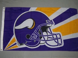MINNESOTA VIKINGS HELMET 3x5ft flag superior quality GENUINE NFL Lic us seller - Bild 1 von 3