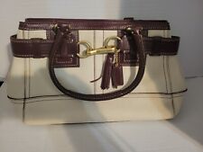 COACH Hampton Pebbles Cream Auburn Leather Ivory Brown Purse Tote Handbag