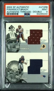 Tom Brady PatrickRamsey 2002 SP Authentic Threads Doubles GAME USED Jersey PSA 9 - Picture 1 of 2