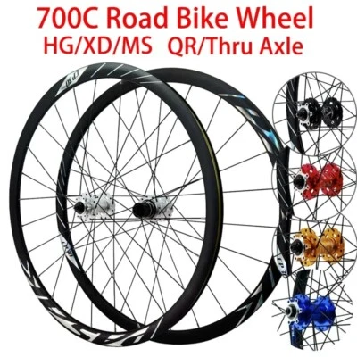 700C Rennrad Laufradsatz HG XDR MS 24Löch Felge 6 Sperrklinke Scheibenbremsräder - Bild 1 von 4