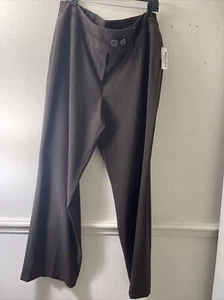 NWT LARRY LEVINE WOMAN STRECH DRESS PANT STRAIGHT SIZE 16W ELASTIC WAIST BROWN - Picture 1 of 12