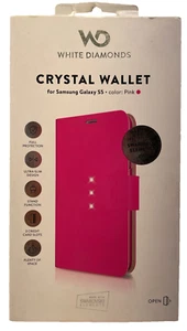 White Diamonds Crystal Wallet Case for Samsung Galaxy S5 - Pink - Picture 1 of 9