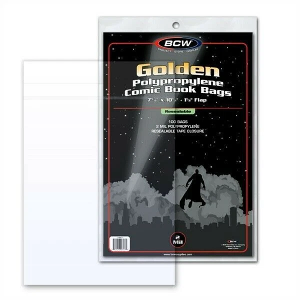 BCW Golden Age Comic Book Resealable - Pack of 100