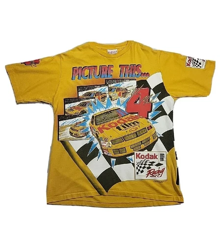 VTG RARE AOP SINGLE STITCH NASCAR STERLING MARLIN KODAK RACING T SHIRT MENS XL Cover