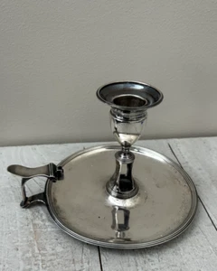 1790 English Georgian Sterling Silver Chamberstick Candle by Elizabeth Jones - Picture 1 of 9