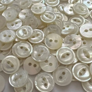Japanese White/Rainbow/Iridescent Shell Button 11mm 7/16" Fish Eye 2hole - Picture 1 of 3