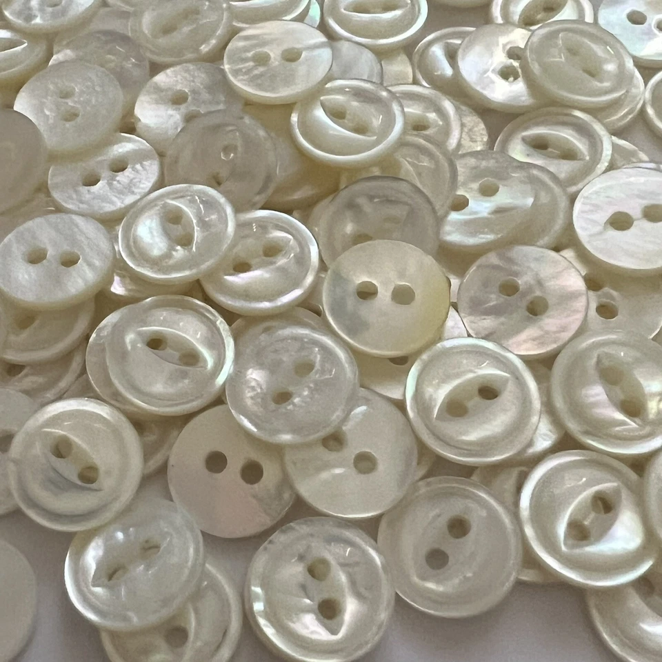 Japanese White/Rainbow/Iridescent Shell Button 11mm 7/16" Fish Eye 2hole - Image 1 of 3