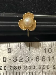 Estate 14K Gold Pearl Flower Ring Size 5.25 - Picture 1 of 4