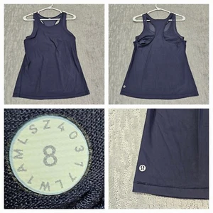 Lululemon In Your Pace Tank 2 In 1 Attached Bra Luxtreme Navy Blue Sz. 8 - Picture 1 of 8
