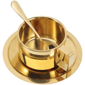 Stainless Mug Double Layered Cup with Saucer Toddler Baby - Picture 1 of 12