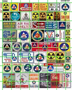 9002 CALCOMANÍAS DAVE'S JUEGOS DIVERSOS CALCOMANÍAS HO O FALLOUT BOMBARDE REFUGIO CD SEÑALES DE LA GUERRA FRÍA  - Imagen 1 de 3