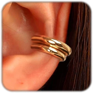 Gold Ear Cuff Earrings for Women Small Non Piercing Hoops Cartilage Minimalist A - Picture 1 of 6
