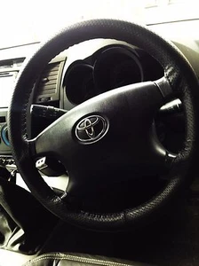 FOR TOYOTA HILUX 05-11 TOP QUALITY BLACK PERFORATED LEATHER STEERING WHEEL COVER - Picture 1 of 1