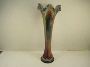 Vintage Fenton Blue Carnival Glass Flute Pattern 10" Vase - Picture 1 of 5