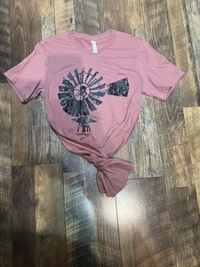 Women’s Windmill Pink Graphic Tee For Western And Farm Fashion - Picture 1 of 4