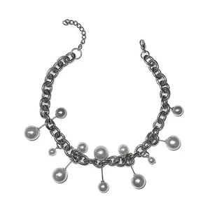 Chic Pearls and Chain Necklace Handmade Choker for Business Meetings or Parties - Picture 1 of 8