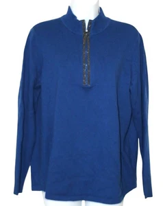 Chicos Womens L Blue Luxe Half Zip Pullover Sweater Soft Knit Relaxed Cozy Chic - Picture 1 of 6