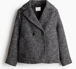 H&M Damen kurzer Erbsenmantel Jacke gefüttert Tweed wie Taschen Größe S - Bild 1 von 21