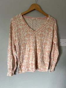 WHITE STUFF Uk 12 Womens V-Neck Jumper Sweater Linen And Cotton Blend Print - Picture 1 of 22
