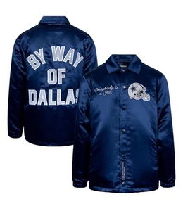 Chaqueta Unisex By Way of Dallas Azul Marino Dallas Cowboys Entrenadores Reflectantes a Presión Completa - Imagen 1 de 5