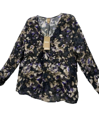 Hugo Boss Women Top Blouse Long Sleeve V-Neck Size 10 NWT $348 - Image 1 of 4