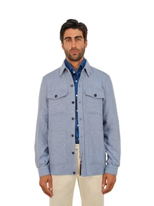 $3400 ISAIA NAPOLI Blue Hand-Sewn Knit Overshirt Jacket 100% Cashmere Size L - Picture 1 of 9