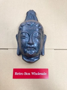 Vintage Japanese Buddha Head – Metal Sculpture – Kannon Guanyin – Black Patina 2 - Picture 1 of 6